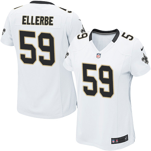 Women's Game Dannell Ellerbe Nike Jersey White Road - #59 NFL New Orleans Saints